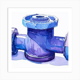 Watercolor Illustration Of A Blue Pipe Art Print