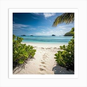 An Expansive Island Coastline Under A Tropical Climate A Barren And Serene Landscape Of Sand Dunes Art Print