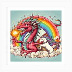 Unicorn And Dragon Art Print