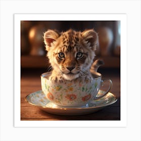 Tiger Cub In A Teacup Art Print