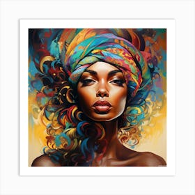 African Woman With Colorful Turban 2 Art Print