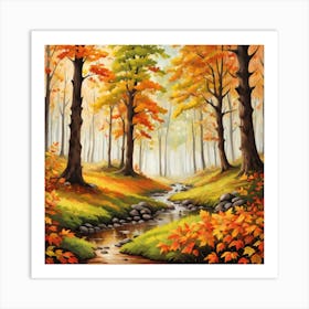 Forest In Autumn In Minimalist Style Square Composition 326 Art Print