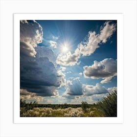 Cumulus Clouds Towering High Creating An Overcast Day In A Natural Outdoor Landscape Cumulus Clou (5) Art Print