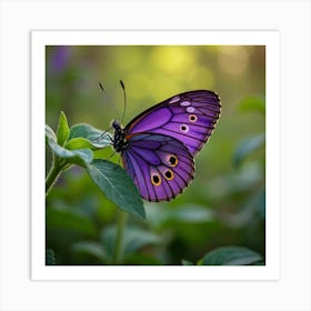 A Vibrant African Violet Butterfly Fluttering In The Garden 1 Art Print