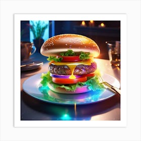 Burger On A Plate 50 Art Print