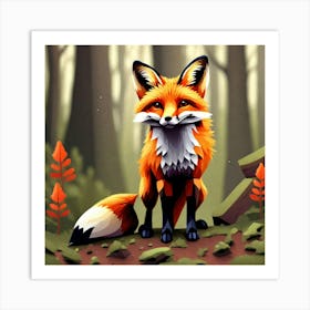 Fox In The Forest 16 Art Print