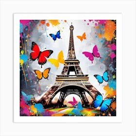 Paris With Butterflies 105 Art Print