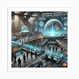 A Detailed Futuristic Scene Showing An Asterian Sy Art Print