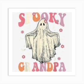 Groovy Spooky Grandpa Ghost Flower Retro Halloween Art Print