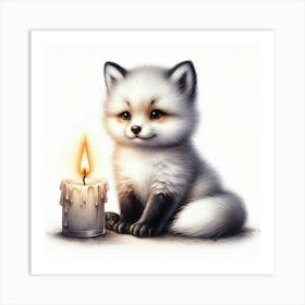 Fox By Candle Art Print