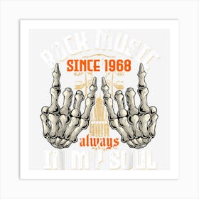 1968 Rock Music Lover Skeleton Hands Rock On Birthday Day Art Print