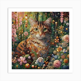 Cat In The Garden Mosaic Inspired 2 Art Print