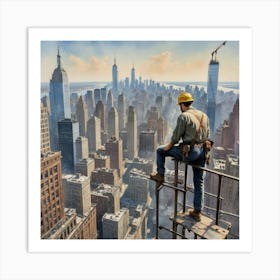 The Price of Progress: A Worker's Risky Reality New York Art Print