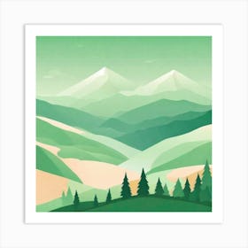 Misty mountains background in green tone 43 Art Print