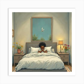 Afro American Girl Praying In Bed Poster