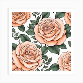 Seamless Pattern With Roses 4 Art Print