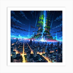 Anime City At Night 1 Art Print