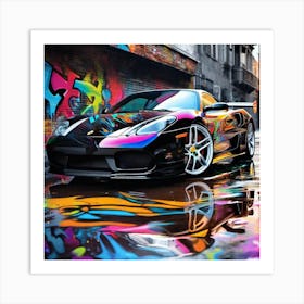 Graffitied Ferrari Art Print