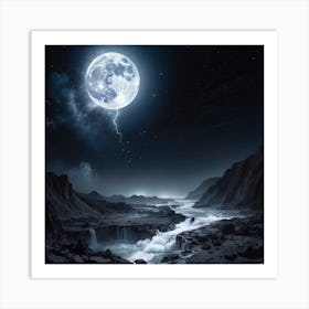 Full Moon Over The River Metal Print Art Print