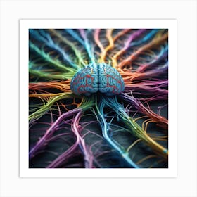 Brain With Colorful Wires 6 Art Print