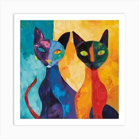 Kisha2849 Burmese Cats Colorful Picasso Style No Negative Space 10e9fa6f 3bc5 4218 864d 00e444c78be7 Art Print