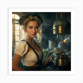 Woman In A Kitchen Art Print