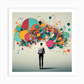 Man Standing In Front Of A Colorful Brain Art Print