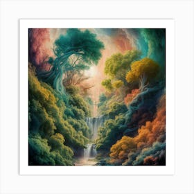 Waterfall In The Forest Art Print