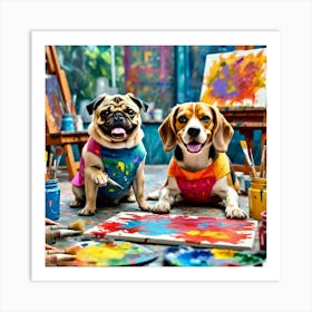 Two Beagles Painting Art Print