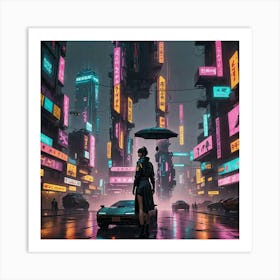 Cyberpunk anime girl 2 Art Print