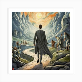 Man Walking Down A Path Art Print