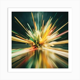 A burst of colorful paint splatters with a sense of movement and energy. Art Print