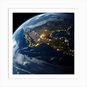 Earth At Night 26 Art Print