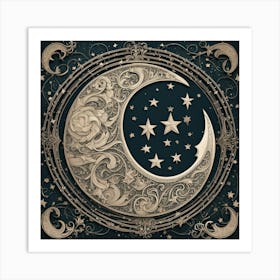 Moon And Stars 3 Art Print