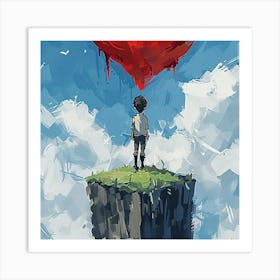 Boy With The Red Heart Art Print