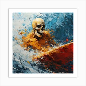 Surfer Skeleton Art Print
