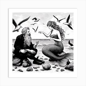Conversations with a mermaid  Art Print