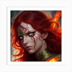 Warrior Girl With Red Hair Art Print