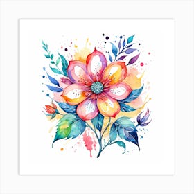 Bleed Watercolor Flower Art Print