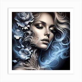 Ethereal Beauty With Flowers Art Print