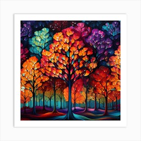 Colorful Trees In The Forest 1 Art Print