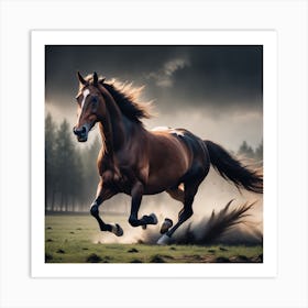 Horse Galloping In The Field 1 Art Print