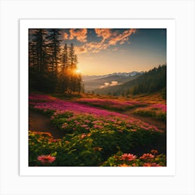 Sunset In The Mountains 30 Art Print