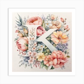 Watercolor Letter K Art Print