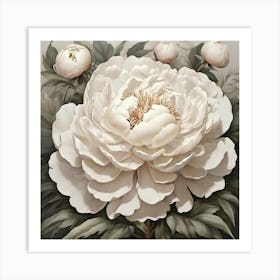 Aesthetic style, Large white Peony flower 1 Art Print