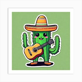 Cactus With Guitar 5 Art Print