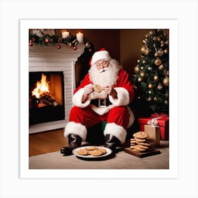 Santa Claus Eating Cookies 12 Art Print