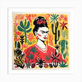 Frida Kahlo on Yellow Art Print