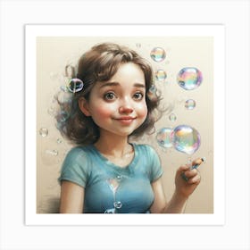 Little Girl With Soap Bubbles Art Print