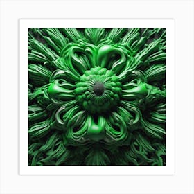 3d Rendering Of A Green Flower Art Print